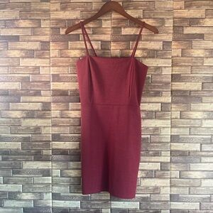 NWT Boohoo Night Crepe Square Neck Body Con Berry Dress Size 10
